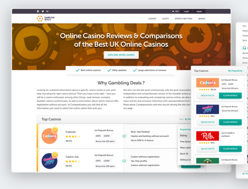 Gambling Deals Affiliate Website